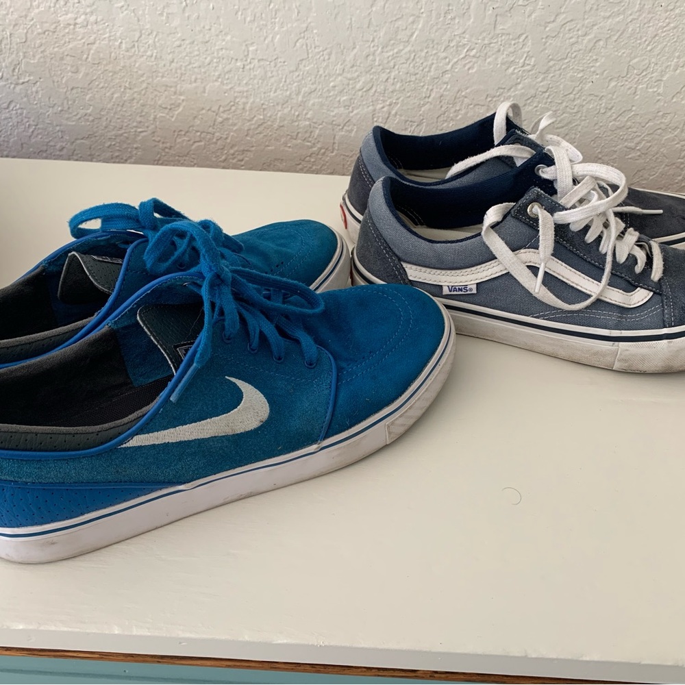 2 pairs - Nike janoski 333824-418 9.5 blue and Vans 500714 10 blue - very good